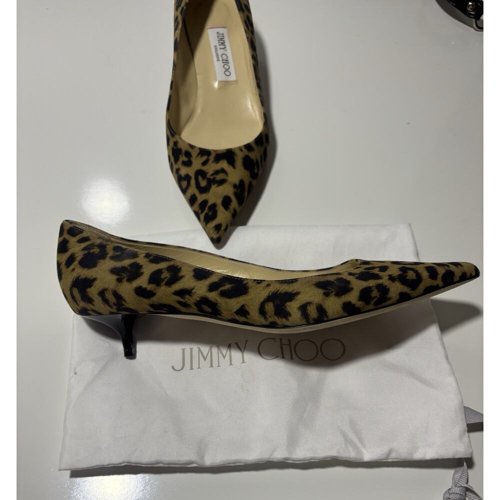 Jimmy Choo Leopard Print Kitten Heel Pumps Shoes Suede Professional Sz 38.5 - Picture 13 of 16